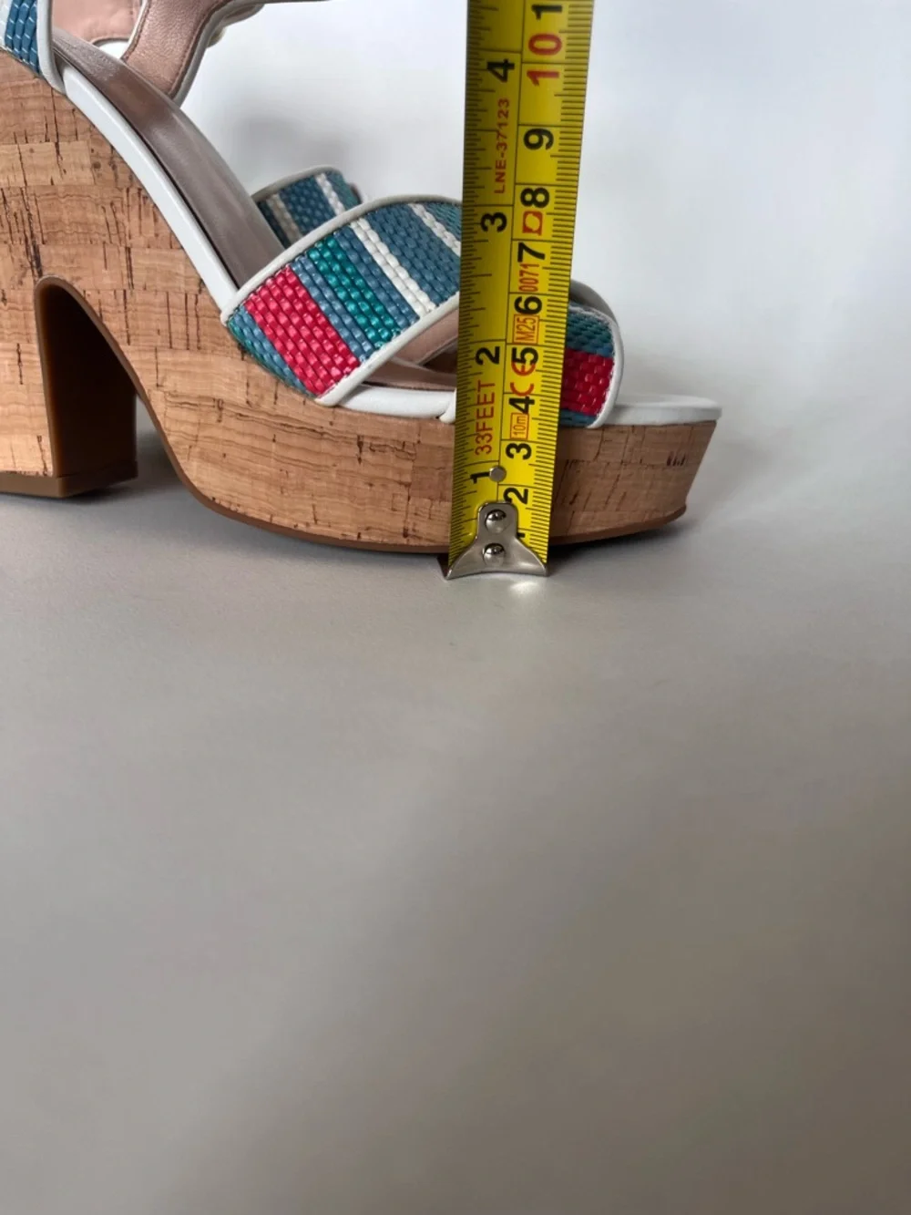 Kate Spade Grace Striped Raffia Platform Sandals w Dust Bag Size 7.5